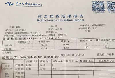 谢谢在治疗前的视力情况